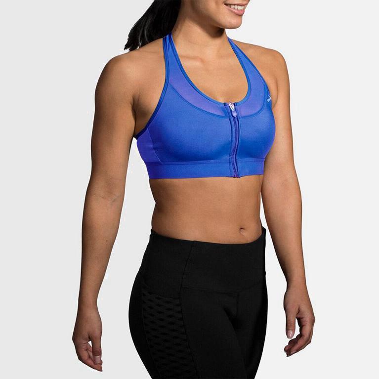 Brooks Fastforward Zip Israel - Women's Running Bra - Blue (31920-XKYR)